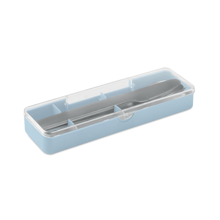Set de 3 couverts personnalisable en acier inox Mesteck bleu bébé